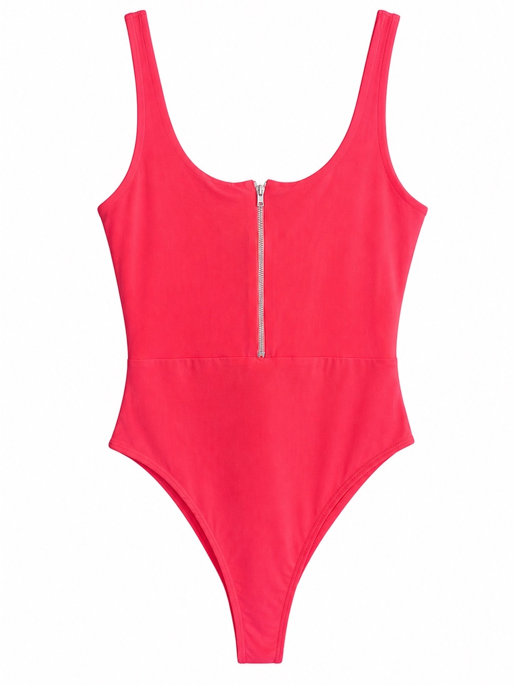 Lux LA Vibrant 90s Style Paper Tag Neon Pink Zip-Front Bodysuit NWOT